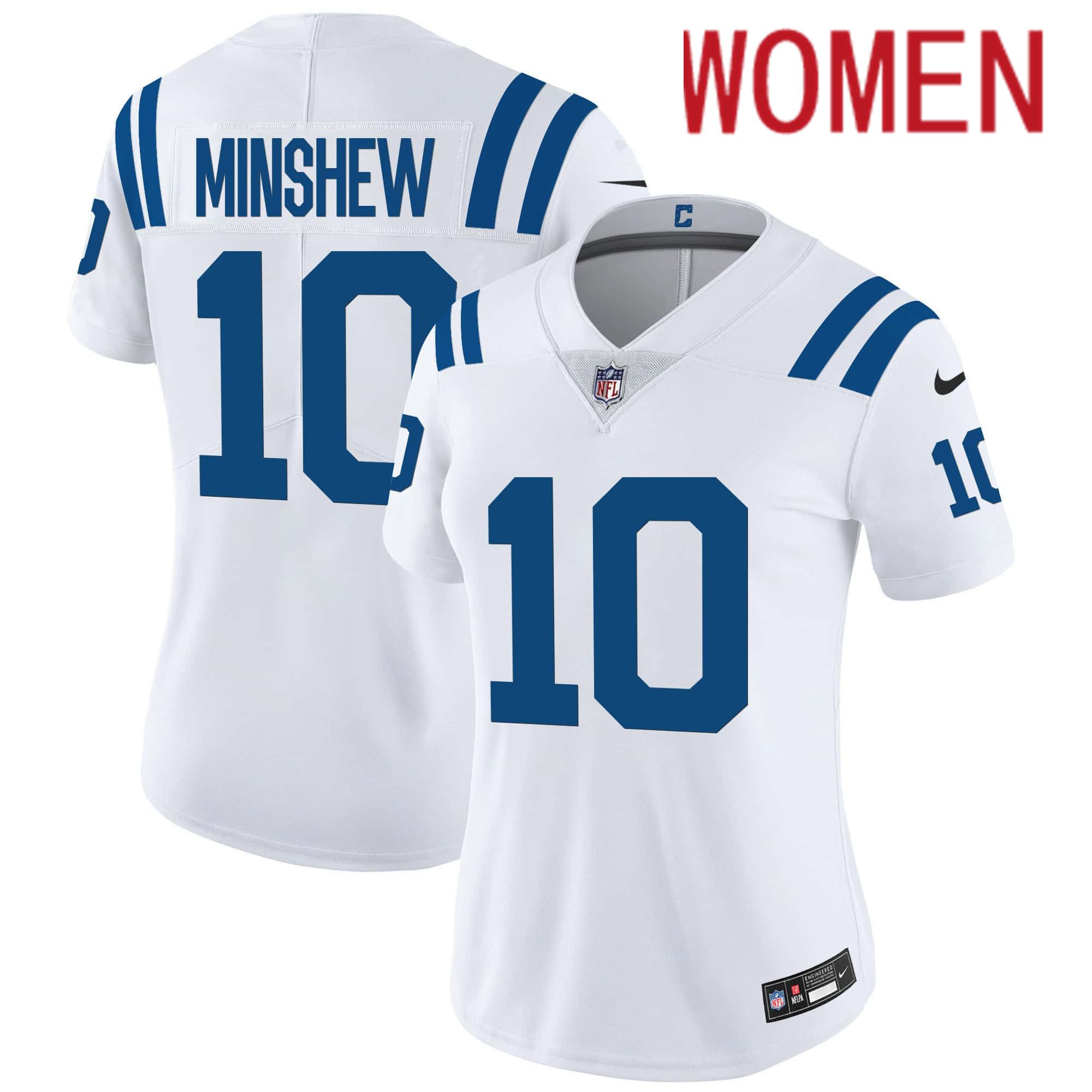 Women Indianapolis Colts 10 Minshew White 2024 Nike Vapor Limited NFL Jersey